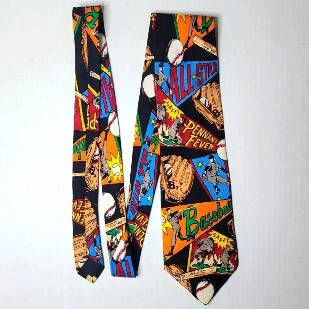 ROSSETTI Alk Star Baseball Comic Book Tie Men's Necktie Vintage